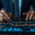 Dirigeant consultant un portefeuille d’investissement sur son ordinateur, avec des documents financiers posés sur le bureau.